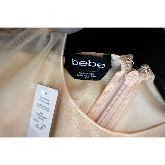 bebe Women's Sz Small Rose Gold Geo-Sequin Blocked Mini Body Con Dress - Picture 3 of 11